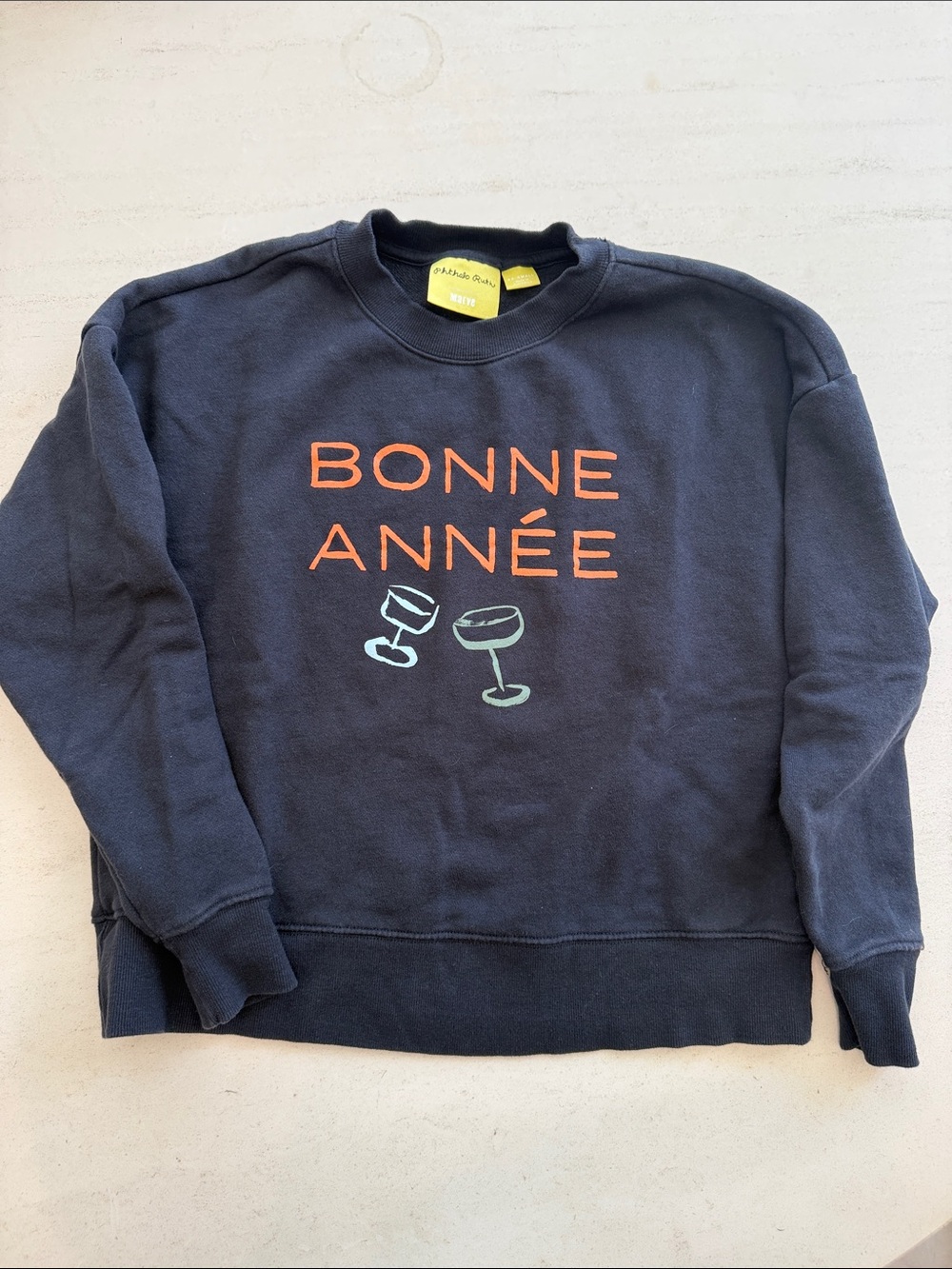 Maeve Bonne Année Navy Crewneck Sweatshirt size XXS